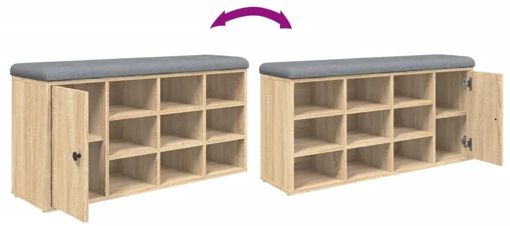 sonoma tölgy színű szerelt fa cipőtároló pad 102 x 32 x 50 cm