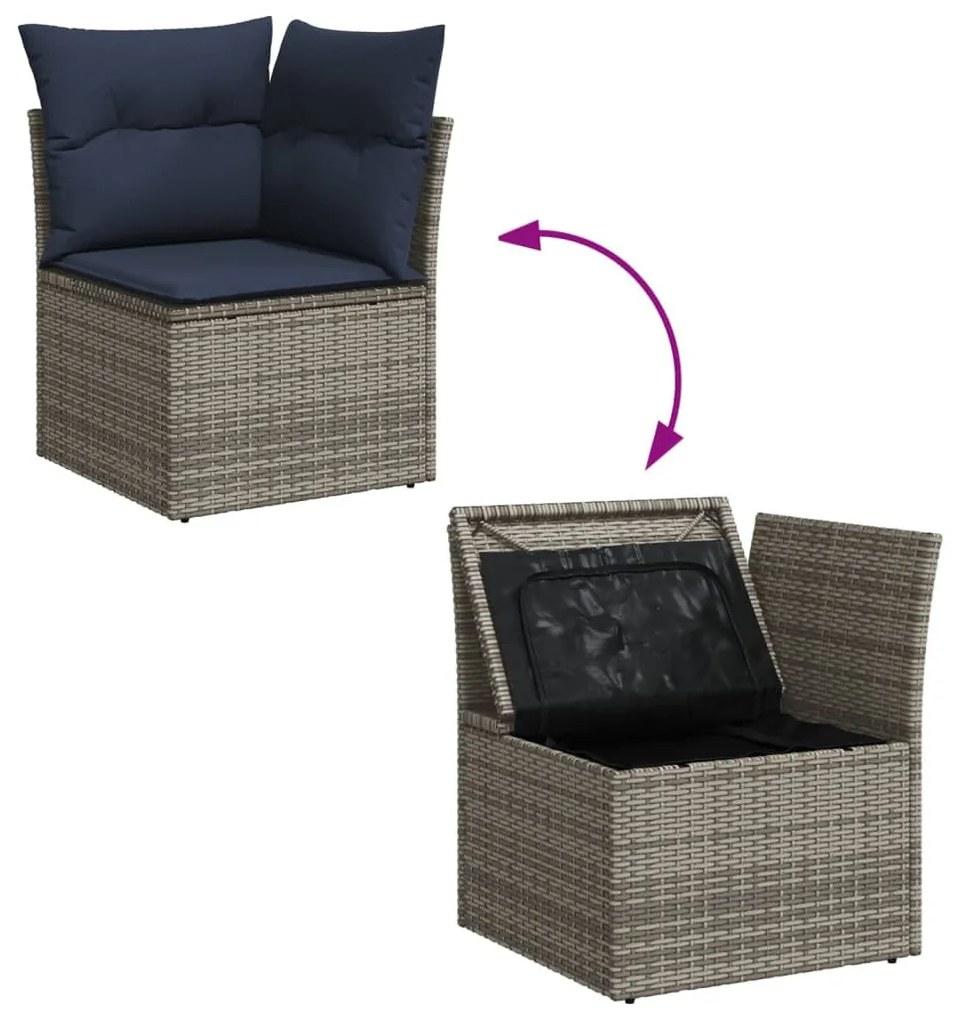 9 részes szürke polyrattan kerti ülőgarnitúra párnával