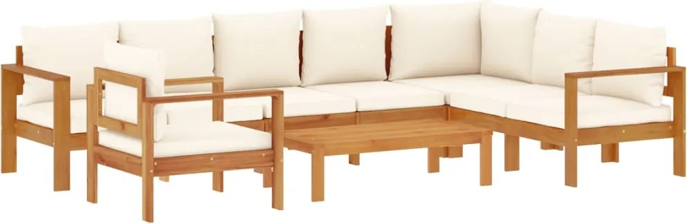 vidaXL 6 részes tömör akácfa kerti kanapészett párnákkal