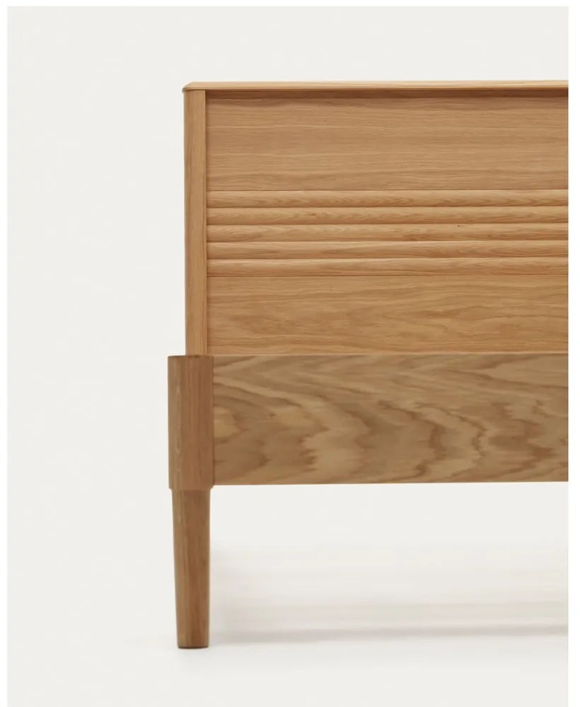 Natúr színű tölgyfa egyszemélyes ágy ágyráccsal 90x200 cm Lenon – Kave Home