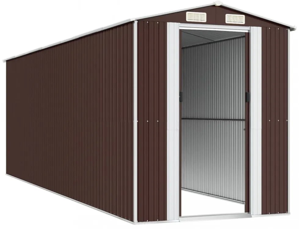 sötétbarna horganyzott acél kerti fészer 192 x 606 x 223 cm