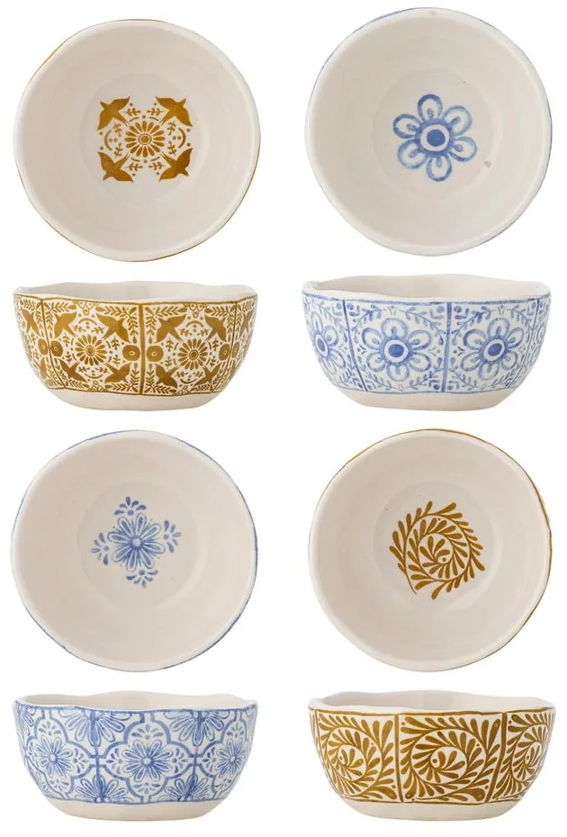 Kék-narancssárga kőedény tálka szett 4 db-os 200 ml Milton – Bloomingville