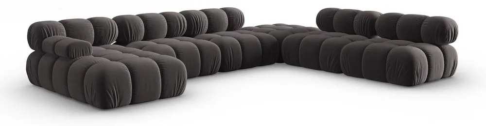 Sötétszürke bársony kanapé 379 cm Bellis – Micadoni Home