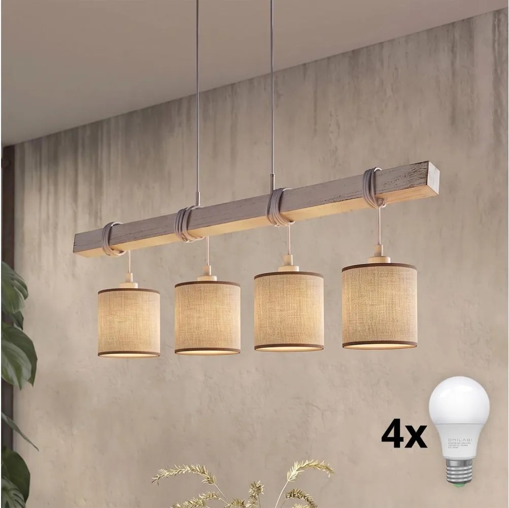 BRILAGI - LED csillár zsinóron NUBILA 4xE27/60W/230V szürke/barna