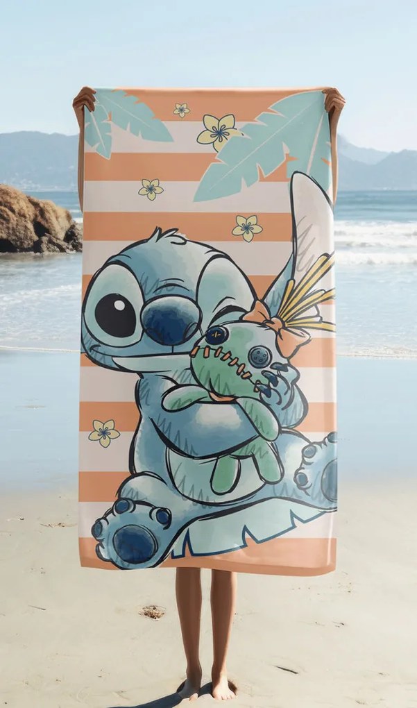 Disney Lilo és Stitch, A csillagkutya Tropical Hugs fürdőlepedő, strand törölköző 70x140cm