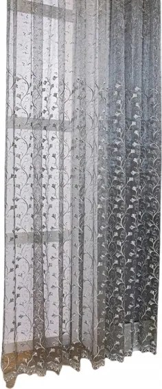 Szürke Függöny Virágos Hímzéssel 150x250 Ltj