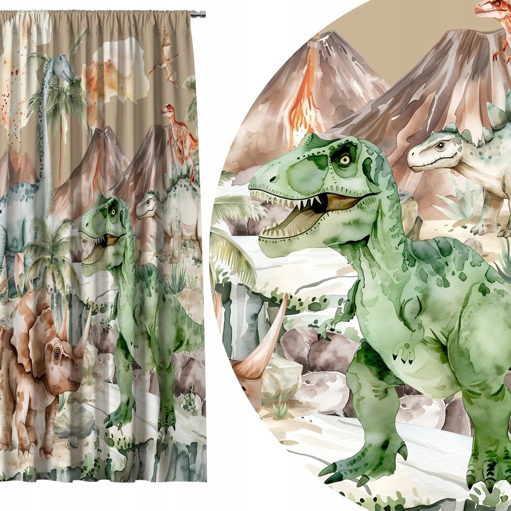 Kész Függöny Béka Szalag 140X160 Gyerek Függöny Dinoszauruszok 408