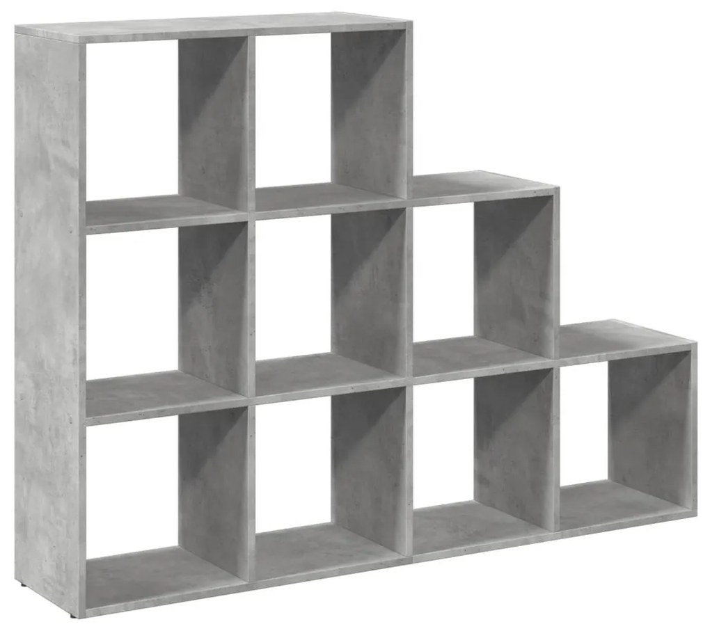 3 szintes betonszürke szerelt fa könyvespolc 137,5x29x103,5 cm