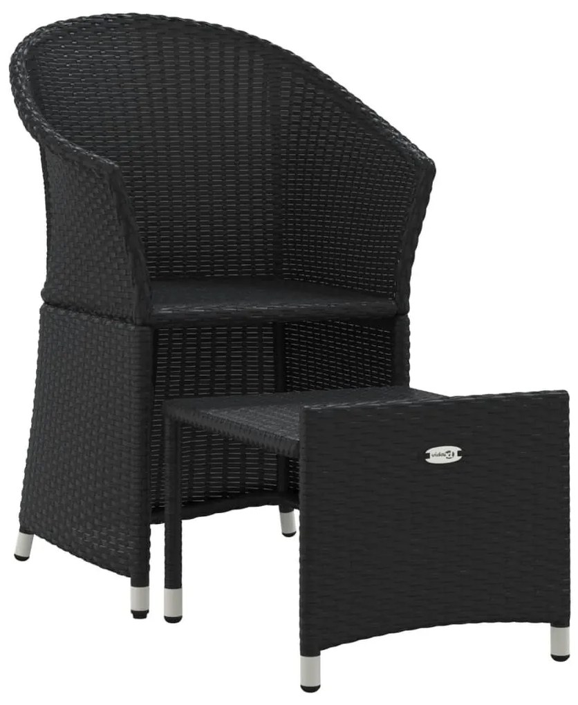 2 részes fekete polyrattan kerti ülőgarnitúra párnákkal