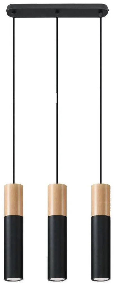 Sollux SL.0634 - Csillár zsinóron PABLO 3xGU10/40W/230V fekete