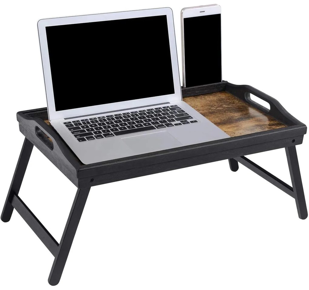Laptop állvány, Reggelizőtálca, összecsukható bambusz lábakkal