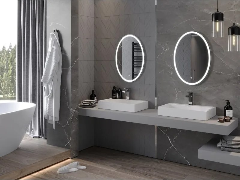 Mexen Elz 50 x 70 cm-es, LED 6000K, páramentes fürdőszobai tükör - 9802-050-070-611-00
