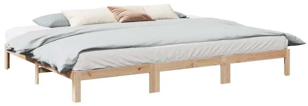 családi ágykeret matrac nélkül 270x200 cm tömör fa fenyőfa