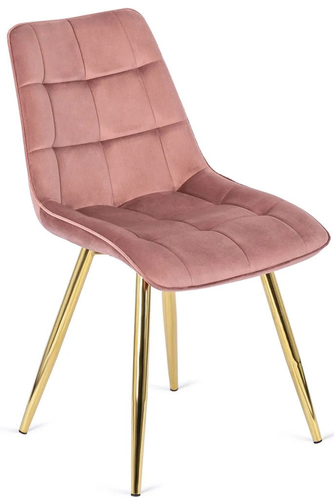 Rózsaszín Bársony Étkezőszék Arany Lábbal. CARO