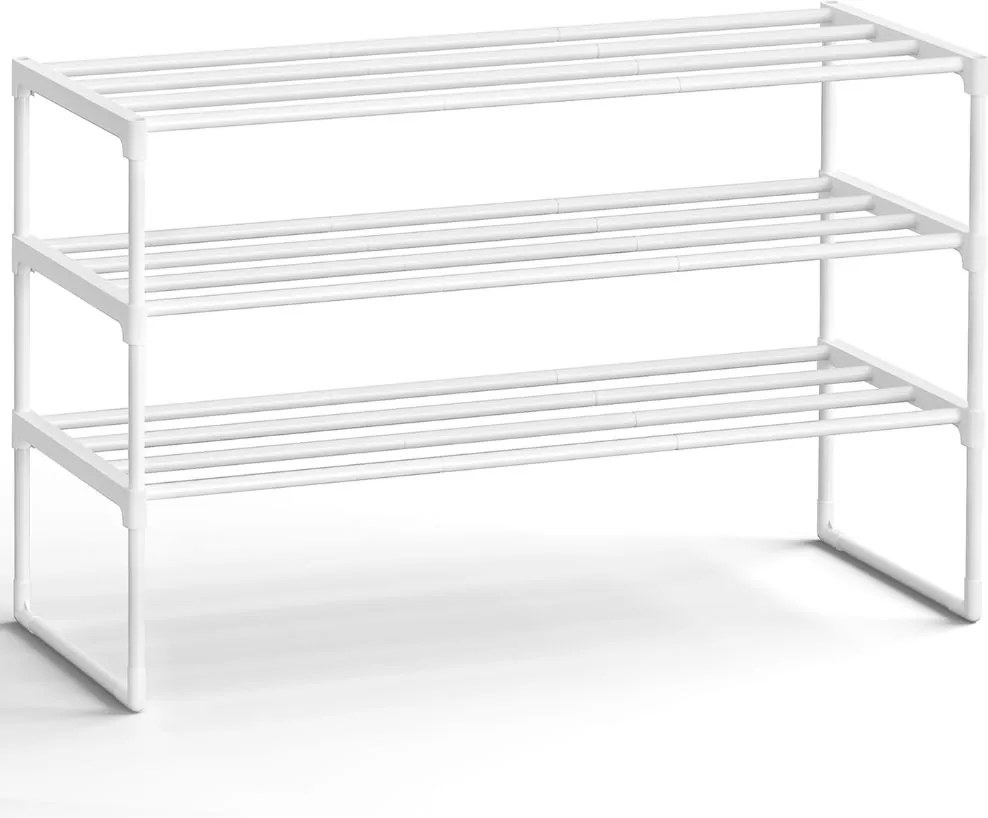 TORINO cipőtartó állvány, 3 polcos, 0x92x55cm, fehér SongmicsHome
