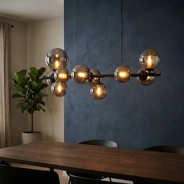 Ideal Lux - LED csillár kábelen PERLAGE 10xG9/3W/230V 81 cm fekete/füstszínű