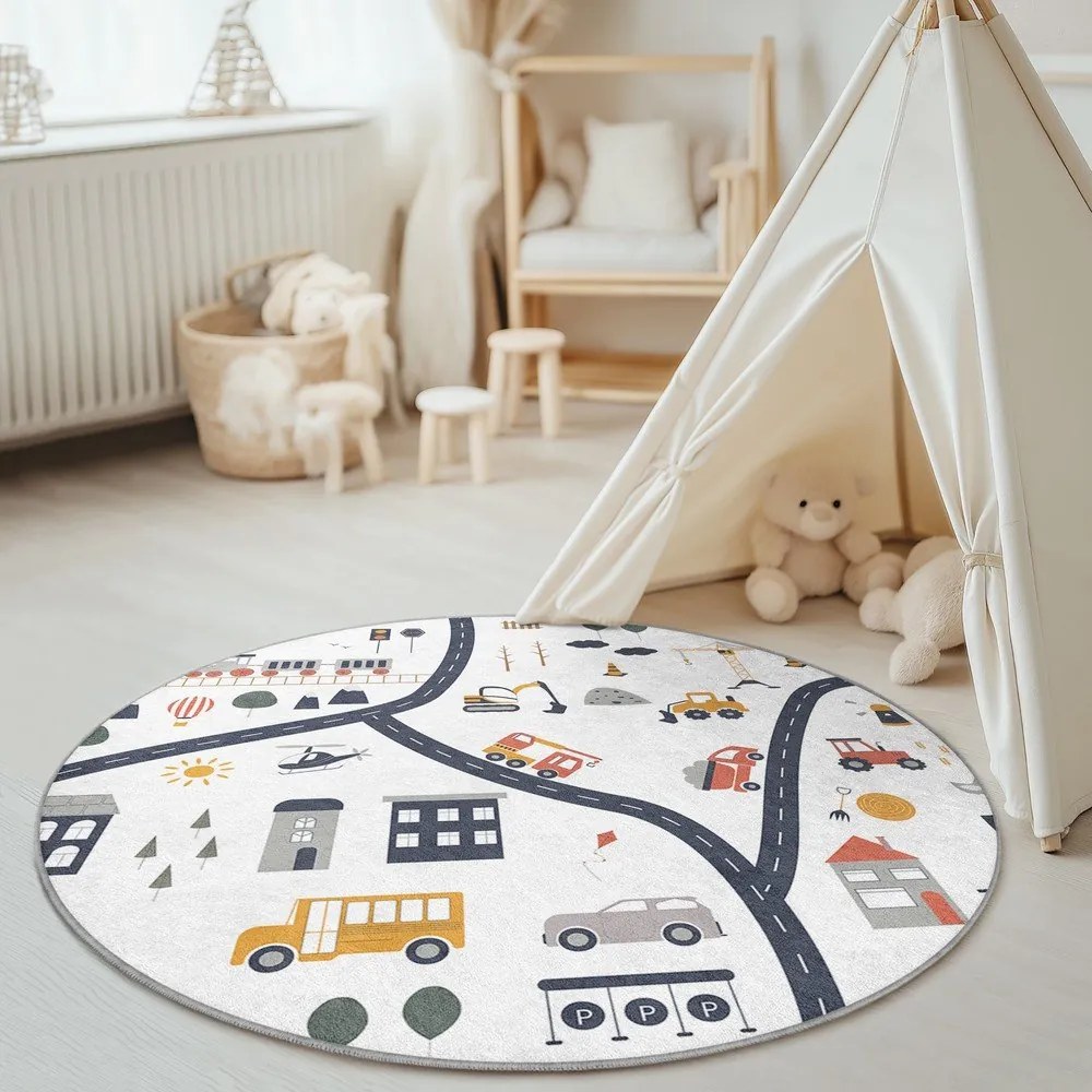 Mosható gyerek játszószőnyeg ø150 cm World Around Me – Mila Home