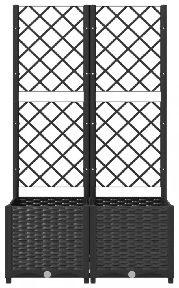 fekete polipropilén rácsos kerti ültetőláda 80 x 40 x 136 cm