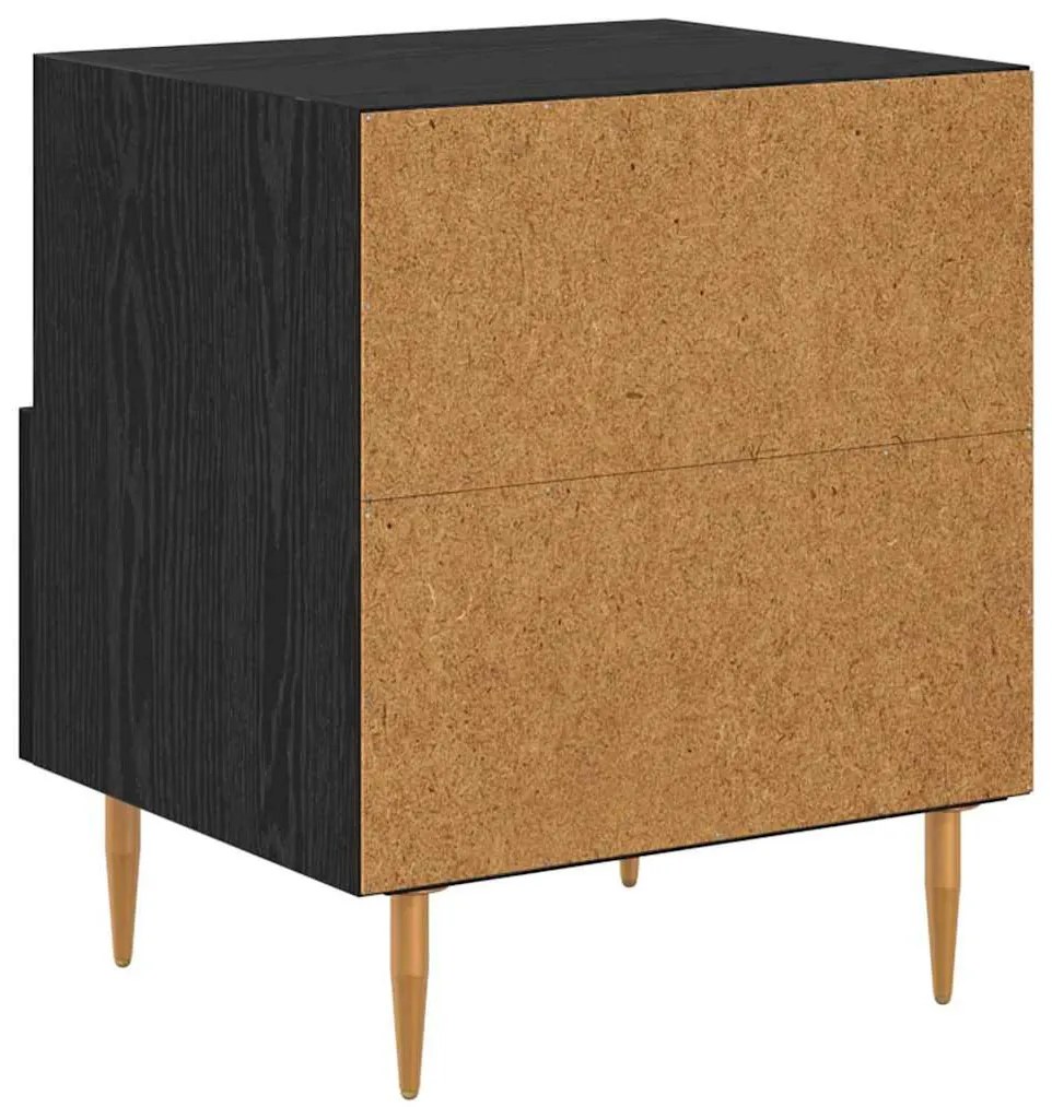 Éjjeli asztal fiókkal 2 pcs Fekete 40 x 35 x 47.5 cm Faanyag