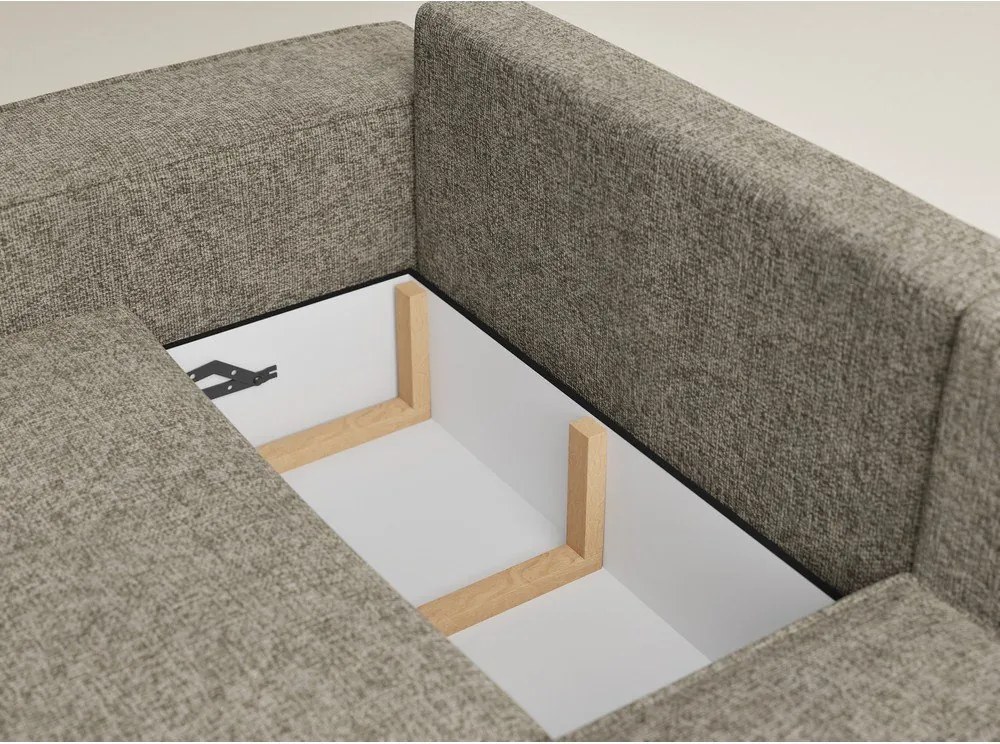 Barna zsenília kinyitható-tárolóhelyes sarokkanapé (jobb oldali-L alakú) Tonga – Maison de Rêve