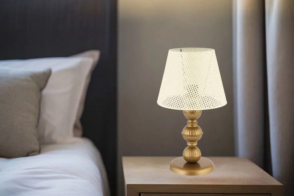 Fém éjjeli lámpa, krém-arany, 20 cm – TR390FLH2694