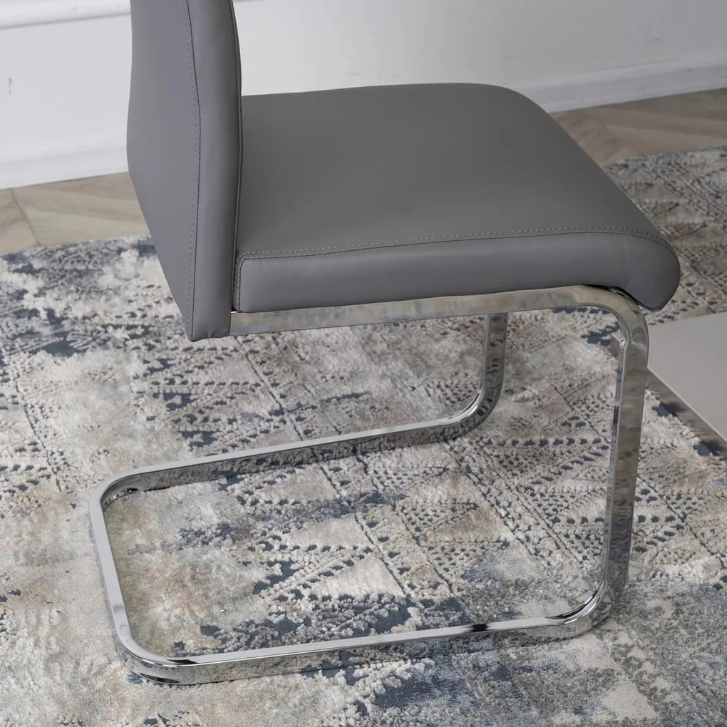 Szánkótalpas Étkezőszék Szürke Eco-bőr Kárpittal. LOCA 2