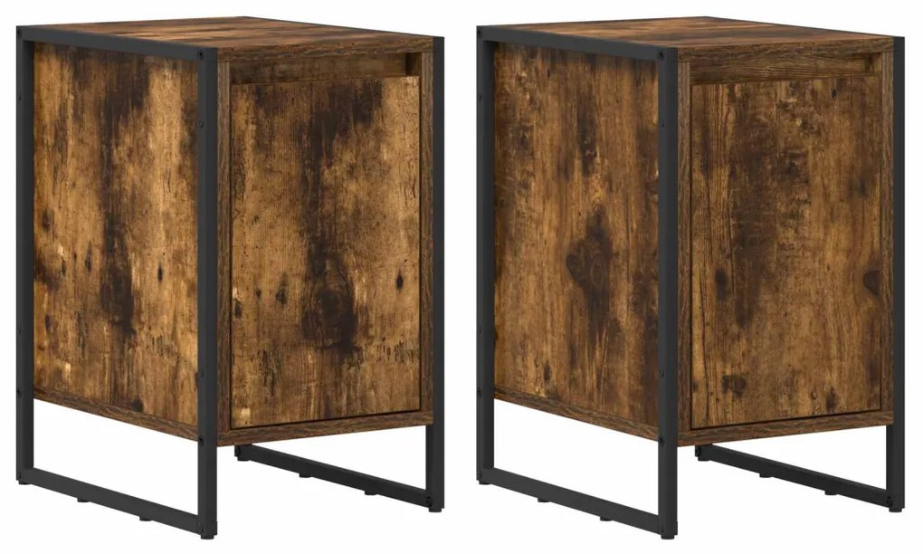 vidaXL Éjjeli asztal 2 pcs Füstös tölgy 39,5 x 30 x 50 cm Faanyag