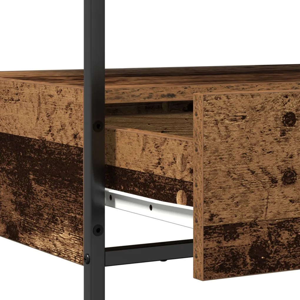 Konzol Asztal Régi Fa 75x40x75 cm Mérnöki Fa és Acél