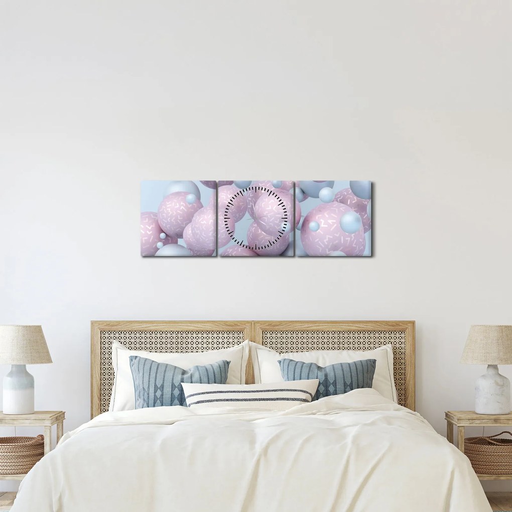 Absztrakt kép - Pasztell gömbök (órával) (90x30 cm)