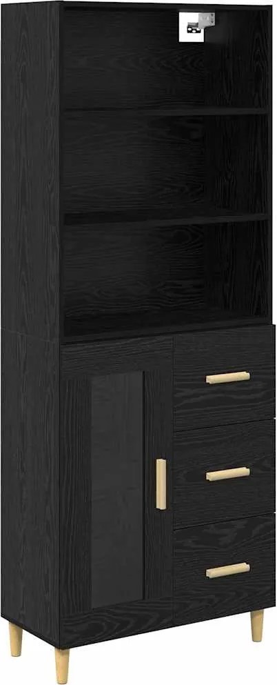 vidaXL Magasfiú fiókkal Fekete tölgy 69,5 x 32,5 x 180 cm Faanyag