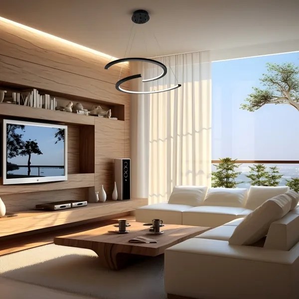 LED Csillár zsinóron DOUBLEMOON LED/30W/230V fekete