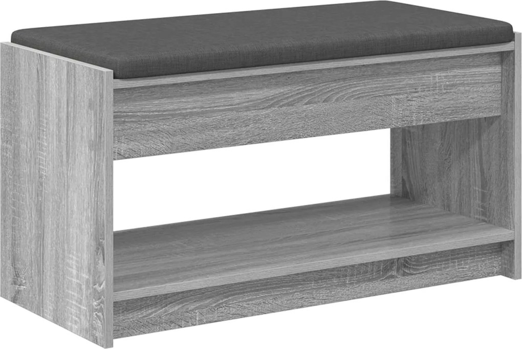 vidaXL Előtér pad Szürke Sonoma 83 x 38 x 45 cm Műanyag Fa és Szövet