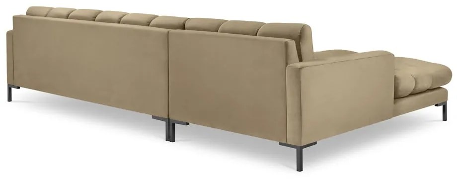 Bali bézs bársony sarokkanapé, bal oldali - Cosmopolitan Design