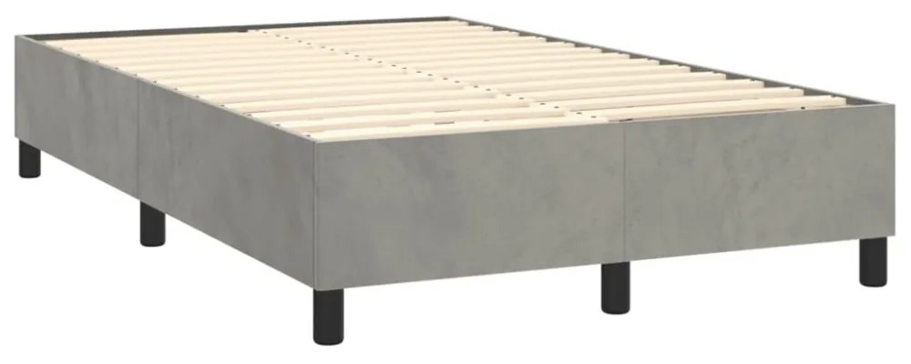 világosszürke bársony rugós és LED-es ágy matraccal 120x200 cm