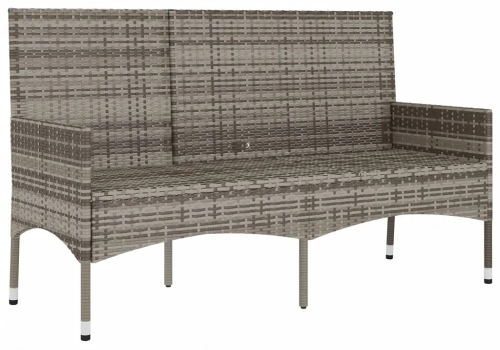 3 személyes szürke polyrattan kerti kanapé párnával