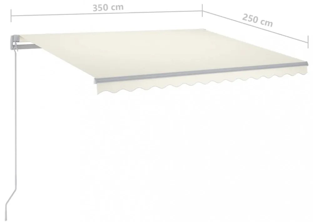 krémszínű kézzel kihúzható napellenző 350 x 250 cm