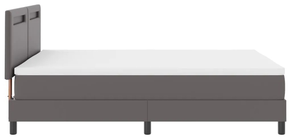 Boxspring ágy matraccal Szürke 140x190 cm Műbőr