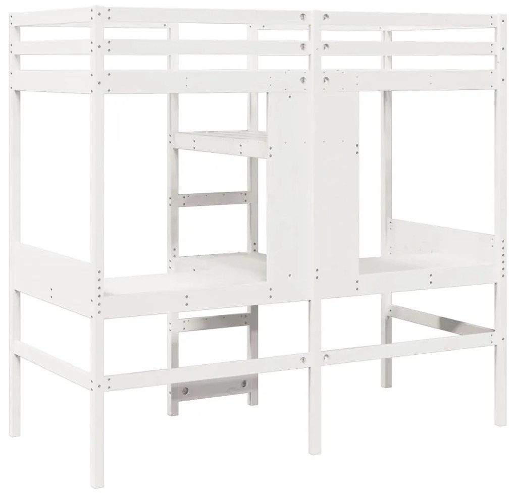 fehér tömör fenyő galériaágy-keret matrac nélkül 75 x 190 cm