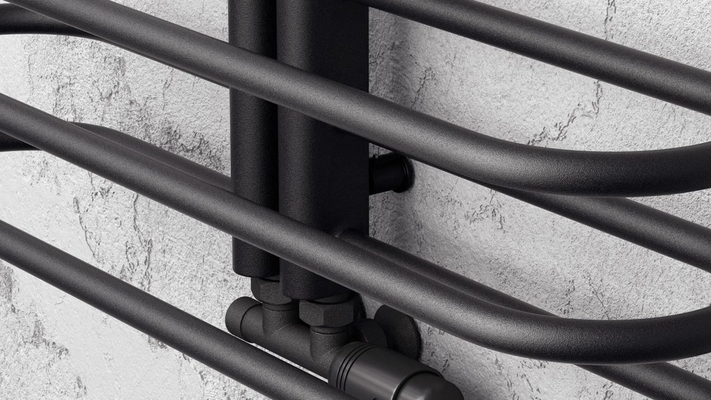 Regnis LEVEL, fűtőelem 600x530mm központi csatlakozással 50mm, 215W, fekete matt, LEVEL530/600/D50/BLACK