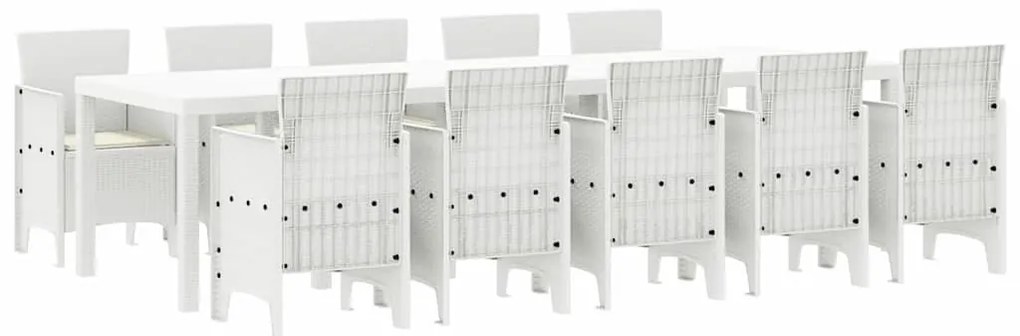 Kert étkező szett párnával 11 pcs Fehér Polyrattan és acél