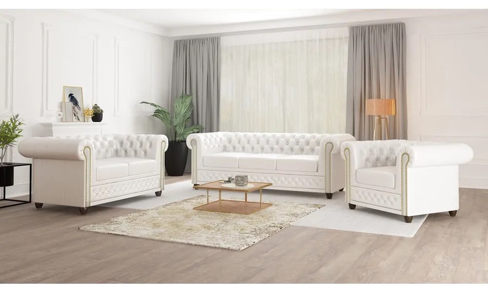 Fehér bőrutánzat kanapé 148 cm York – Ropez
