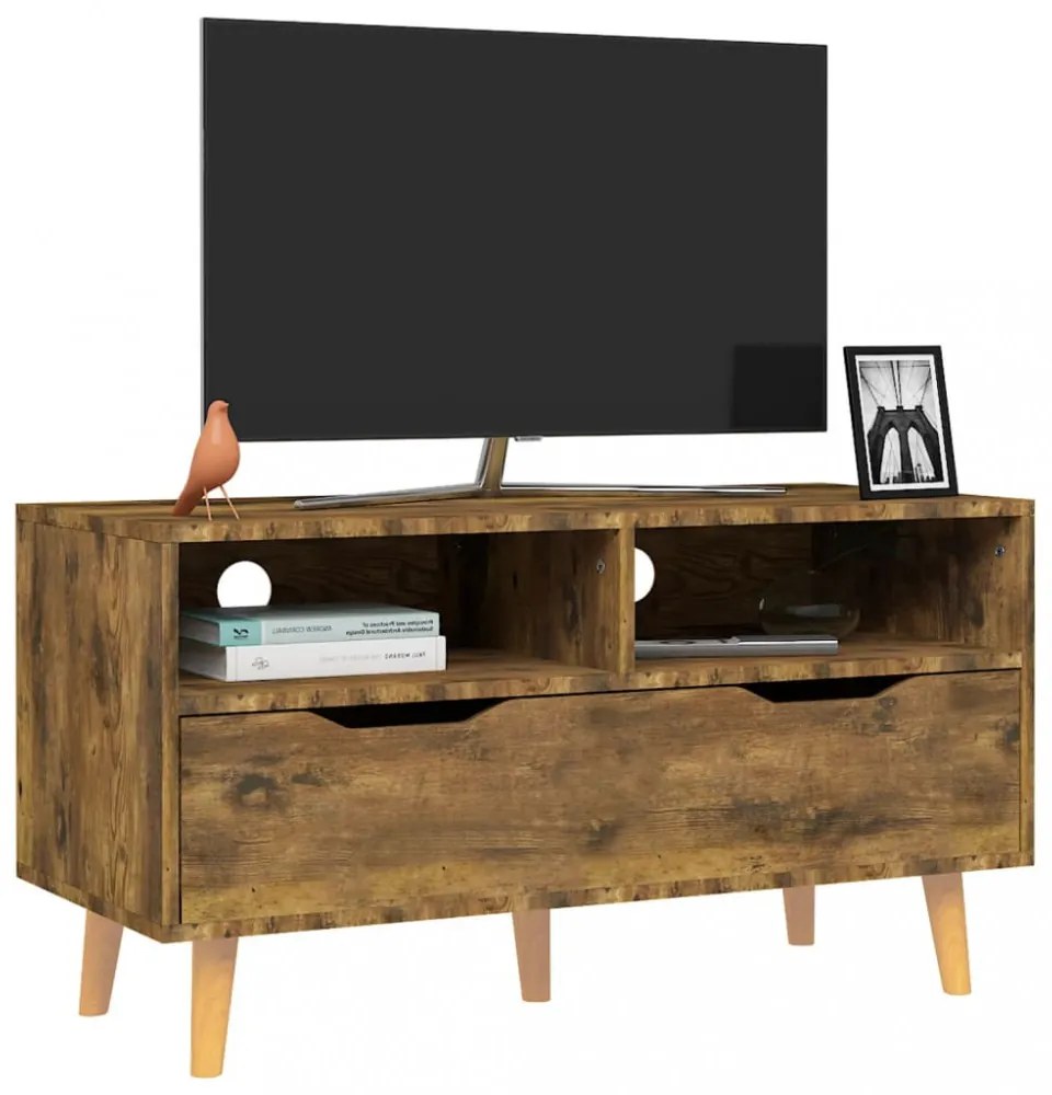 füstös tölgy színű szerelt fa TV-szekrény 90 x 40 x 48,5 cm