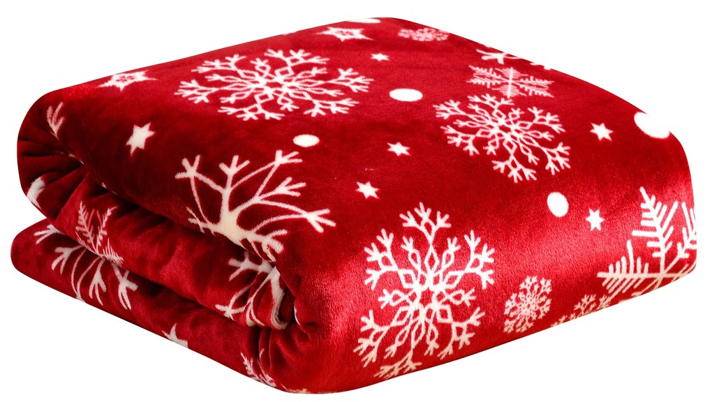 Piros karácsonyi mikroplüss pléd SNOWFALL Méret: 150 x 200 cm