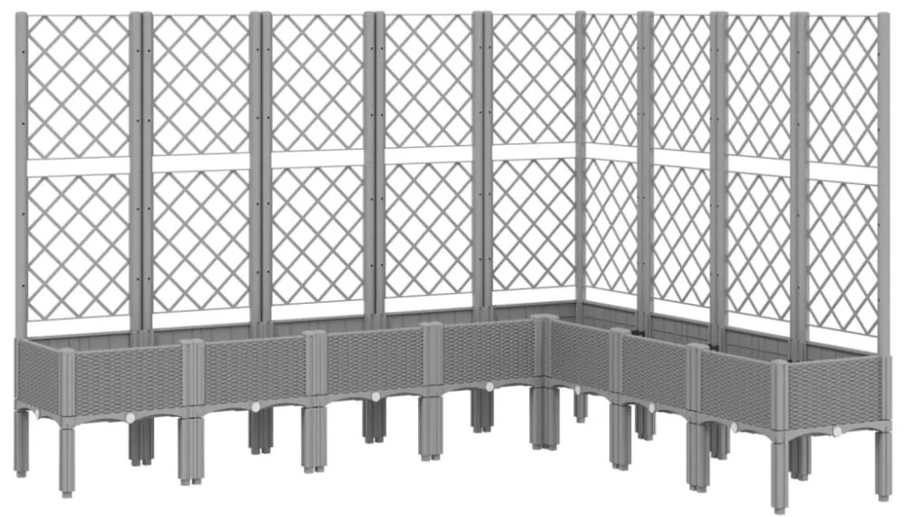 világosszürke PP rácsos kerti ültetőláda 200 x 160 x 142 cm