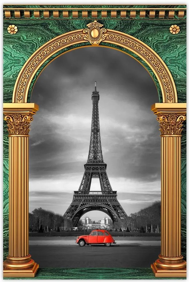 Poszterek 60x90 Autó Eiffel-torony