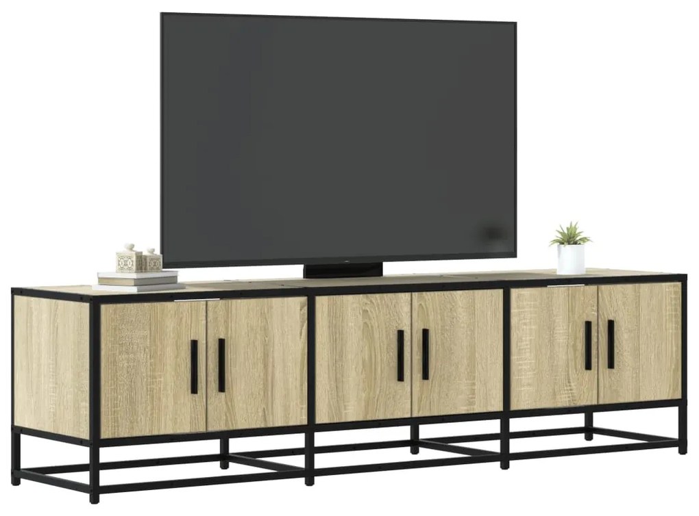 sonoma tölgy színű szerelt fa és fém TV-szekrény 150x35x41 cm