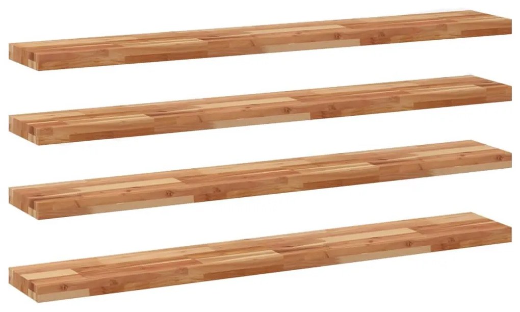 4 db olajbevonatú tömör akácfa függőpolc 120 x 20 x 4 cm