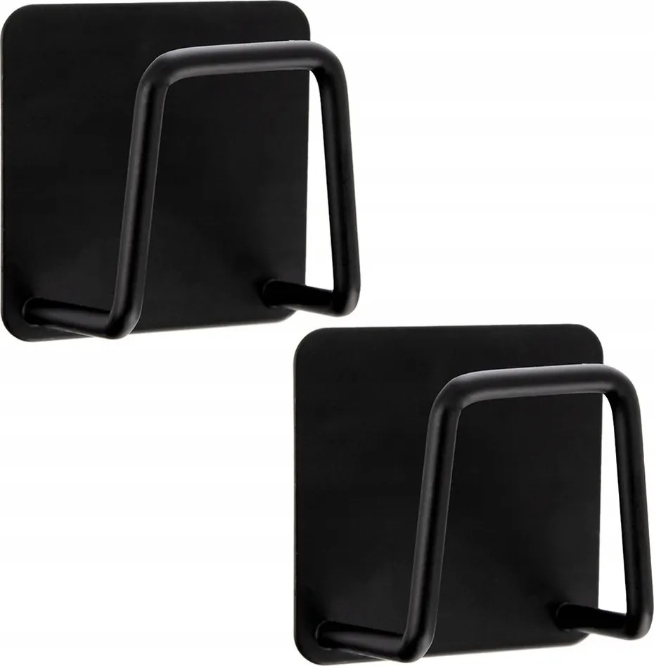 Akasztós Öntapadós Fali Akasztó Fekete Fürdőszoba Konyha 2DB