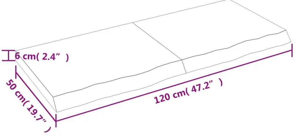 világosbarna kezelt tömör tölgyfa fali polc 120 x 50 x (2-6) cm
