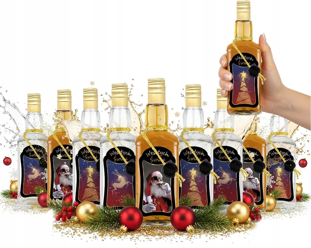 10X Karácsonyi Üvegpalack Daniels 500ML Prémium Díszített Vodka